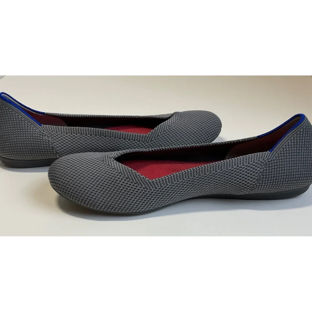 Rothys The Point Charcoal Heather Grey Knit round Toe Flats Women's 6.5